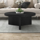 Hudson&Canal Holm 36"W Round Coffee Table - Black Grain-Finished in wood-look black grain