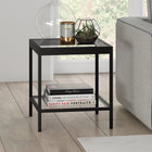 Hudson&Canal Alexis 20"W Square Side Table - Blackened Bronze-Hand crafted blackened bronze finish is applied to the steel frame