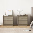 Manhattan Comfort Horizon 21.7" Modern Nightstand 2-Piece Set - Whitewashed Oak-Includes 2 Push to Open Full Extension Drawers to Fit Bedside Storage Needs