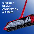 Vileda 3-Action Broom - Red-Rectangular, grey bristles ideal for picking up particles and hair