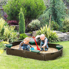 Outsunny Outdoor Kids Long Oval Sandbox with Cover and Seat - 72" x 41.3" - Brown-Made of robust HDPE, it will not crack and fade after long-term use 