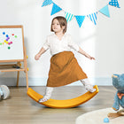 Qaba Kids Curved Wobble Balance Board - 32.3"  - Yellow-Enhance kids' posture and core strength, as well as their coordination and visual sense 