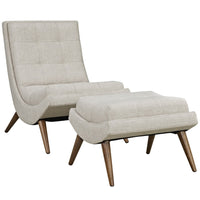 Modway Ramp Upholstered Fabric Lounge Chair Set - Sand-Modern Lounge Chair