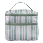 General Supply Goods + Co Insulated Double Layer Lunch Bag - Sage Stripe-Dual compartment design helps separate and organize food items