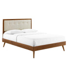 Modway Willow Wood Full Platform Bed with Splayed Legs - Walnut Beige-Full Platform Bed Frame