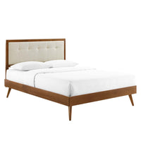 Modway Willow Wood Full Platform Bed with Splayed Legs - Walnut Beige-Full Platform Bed Frame
