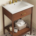 Modway Zaire 24" Bathroom Vanity - Walnut/White-Tapered Legs
