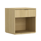Manhattan Comfort Clive 22" Mid-Century Modern 1-Drawer Nightstand - Natural Oak and Gold-10