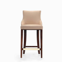 Manhattan Comfort Shubert 22.64" Modern Leatherette Upholstered Barstool - Tan-Modern Barstool with Backseat Perfect for Bar and Kitchen Use