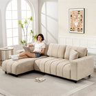HOMCOM 3 Seater L-Shaped Sectional Couch with Integrated Seat - Beige-Two pillows for extra comfort and support