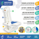 Mobile Patient Lift Effortless Bathing Bridge Battery Powered Bath Lift - 20" Max Height-Built-in emergency stop function ensures safe operation at all times