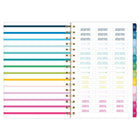 AT-A-GLANCE 2027 Emily Ley Simplified Small Weekly/ Monthly Planner - 8-1/2" x 6" - Happy Stripe - Bilingual-Durable poly cover features the colourful Happy Stripe design highlighted by a gold foil-bordered date badge