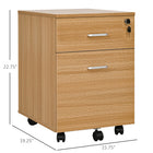 Vinsetto Locking 2-Drawer Rolling Letter/A4 Filing Cabinet with Wheels - Natural-Melamine coated particleboard for easy cleaning and reliable daily use
