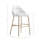 Manhattan Comfort Gracie 22" Modern Leatherette Upholstered Barstool - White and Gold-Upholstered in Luxurious Leatherette with Fine Stitching 