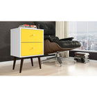 Manhattan Comfort Liberty 2.0 Nightstand, White and Yellow (204AMC63)-Upon Assembly, Measures: 17.72" Length, 27.09" Height, 14.7" Depth.