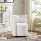 Modway Della Performance Velvet Fabric Swivel Chair - White-Durable Stain-Resistant Fabric