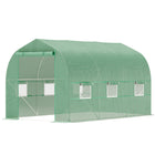 Outsunny Walk-in Greenhouse with Roll Up Door & 6 Mesh Windows - 6.6' x 11' x 7'- Reinforced sturdy frame supporting frame and durable PE  in durable construction
 
