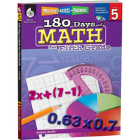 Shell Education Practice, Assess, Diagnose (SEP50808) : 180 Days Of Math Book - Grade 5-Ages 10 and grades 5th