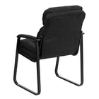 Flash Furniture Black Microfiber Executive Side Reception Chair with Lumbar Support & Sled Base-Curved Padded Arms