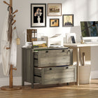 HOMCOM Lateral File Cabinet for Home Office - Grey-Tabletop can hold printers, scanners or display person items