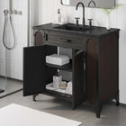 Modway Steamforge 36" Bathroom Vanity - Black-Shelving With Plumbing Cutout