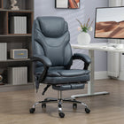 Vinsetto PU Leather Heated Massage Office Chair with Vibration - Grey-Curved backrest and thick padded seat provide extra support