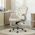 Vinsetto Vanity Office Chair with Swivel Wheels - Beige-Adjustable seat height from 18.5" to 22.4" (47 cm to 57 cm) to fit your sitting style