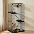 PawHut 3-Tier Cat Cage Indoor with Hammock Cushions for 1-2 Kittens-Large doors allow easy interaction and feeding every day
