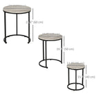 HOMCOM Nesting Tables- Grey - Set of 3-Can be stackable when not in use to save space 