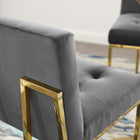 Modway Privy Gold Stainless Steel Performance Velvet Bar Stool - Gold Charcoal-Gold Stainless Steel Geometric Base