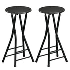 HOMCOM 24" Folding Bar Stools with Footrest - Black - 2 Pack-Foldable design for saving space
