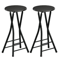 HOMCOM 24" Folding Bar Stools with Footrest - Black - 2 Pack-Foldable design for saving space
