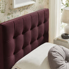 Modway Lily Stain-Resistant Performance Velvet Twin Size Headboard - Mulberry-Dense Foam Padding