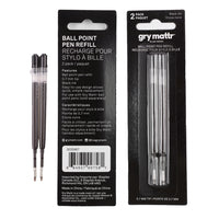 Gry Mattr Ball Point Pen Refill - Black - 2 Pack-Black Ink