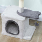 PawHut 28" Cat Tree Tower with Plush Top Bed - Light Grey-Built with a wide base and thick boards for superior, wobble-free stability 