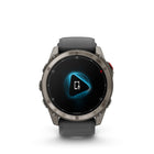 Garmin fēnix 8 Pro Multisport GPS Smartwatch - 51 mm - Titanium with Graphite/Black Silicone Band-SAVE POWER WITH LTE-M - fēnix 8 Pro connects to the LTE-M network, which is designed to use less power than standard LTE communications — minimizing battery drain on your watch to keep your adventures going longer and stronger.