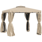Outsunny 10 ft W x 10 ft L Outdoor Patio Gazebo Shelter Tent with Sidewalls - Khaki-10' x 10' outdoor gazebo canopy tent with a 9-foot tall peak