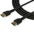 StarTech Slim HDMI Cable - 3' - Black-Navigate tight spaces with slim, flexible design: TPE Jacket absorbs stress of frequent bends without damaging the cable, 34AWG Slim HDMI cable features a compact 4.7mm outer diameter for a clean, flexible fit in space-constrained environments