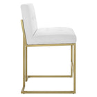 Modway Privy Gold Stainless Steel Upholstered Fabric Counter Stool - Gold/White-Non-Marking Foot Caps