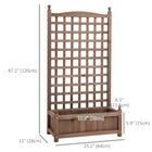Outsunny Raised Garden Bed with Trellis for Climbing Vines - Brown-Solid wood reinforced with metal fixing fittings is stable for planting
