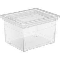 Staples Heavy-Duty File Box - 34 L - Clear-Clear file box with snap lid allows for easy identification of contents