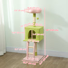 PawHut 48" Flower Cat Tree Tower with Flower Perch - Green-Covered in soft teddy fleece, providin warmth and comfort 