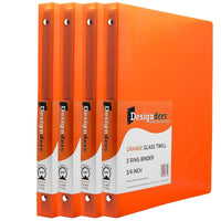 JAM Paper Plastic 3 Ring Binder, 0.75 inch, Glass Twill Orange, 4 Pack (750T1org)-Size: 0.75"