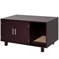 PawHut Hidden Cat Litter Box Enclosure - Brown-Functions as a cat litter house, nightstand, or end table 