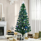 HOMCOM 6' Pre-Lit Artificial Christmas Tree with LED and Fiber Optics - Green-It contains 24 LED blinking lights placed all over the tree in 7 colours 