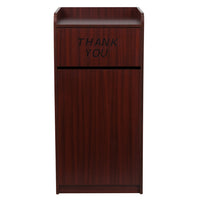 Flash Furniture Wood Tray Top Receptacle - Mahogany-Commercial Grade Trash Receptacle