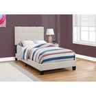 Monarch Specialties 5921T Twin Size Bed - Beige Linen-Thick foam cushioning and tufted backrest provide ultimate comfort for youth and teen spaces