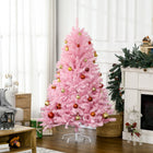 HOMCOM 5' Artificial Christmas Tree with Auto Open - Wide Shape - Pink-Lovely pink colour adds a charming touch to any room 
