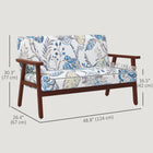 HOMCOM Loveseat Sofa with Rubber Wood Legs - Multicolour-Linen-feel fabric is not easy to wrinkle, pill, or deform