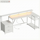 HOMCOM 76" Reversible Gaming Desk with RGB Lights and USB Ports - White-Customisable L-shape design adapts to left or right setups